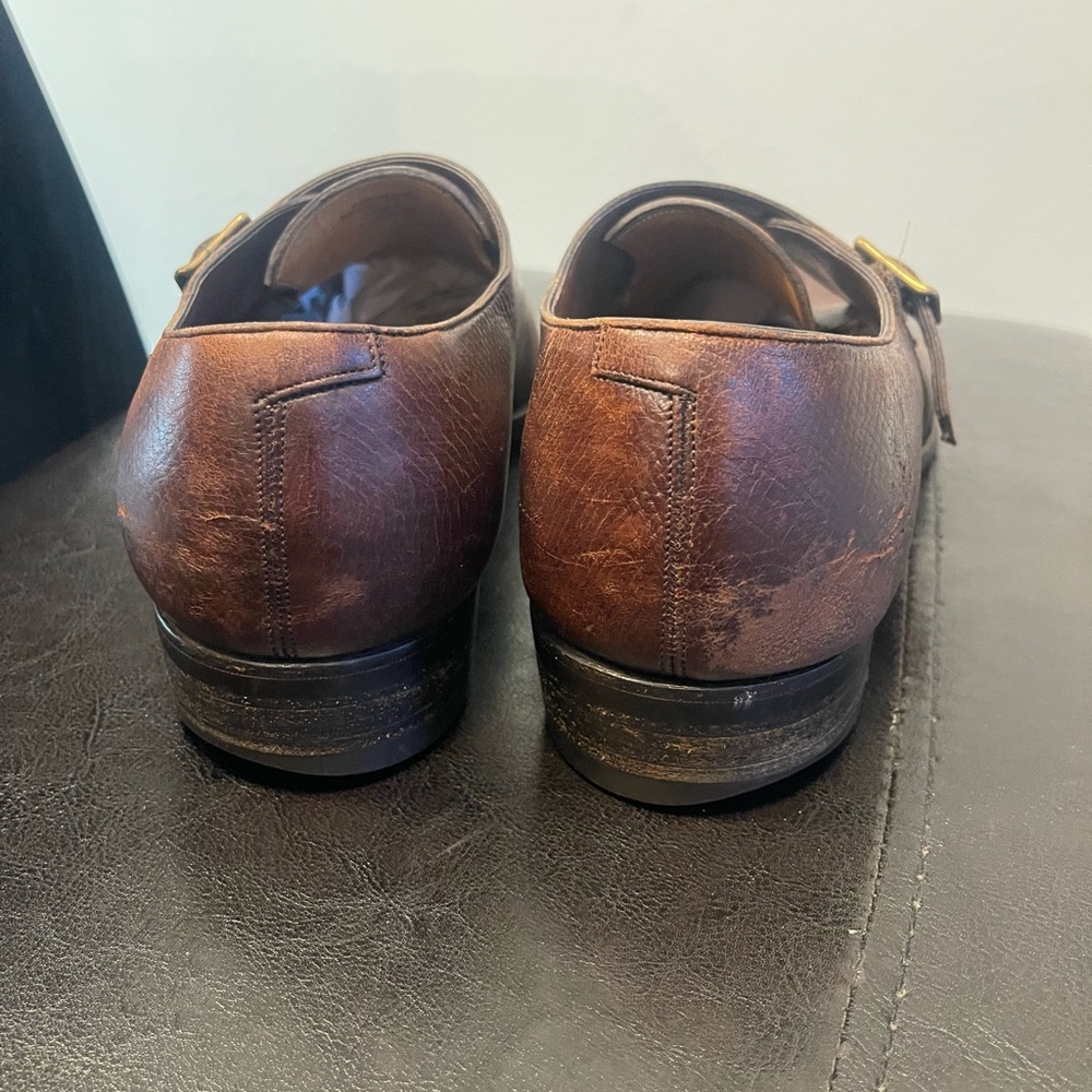 GAZIANO & GIRLING Carnegie Handmade oak Leather monk Shoes 10E / US 11 READ DESC - Picture 7 of 14